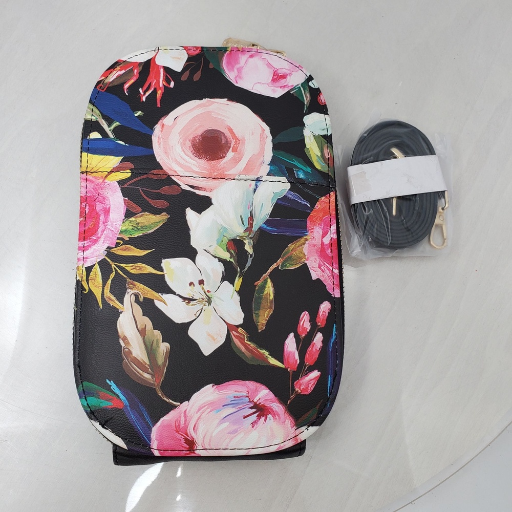 Monarque Floral Faux Leather Small Crossbody Phone Bag Multicolor Eye Catcher